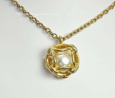 JOAN RIVERS Necklace with Massive Caged Faux Pearl