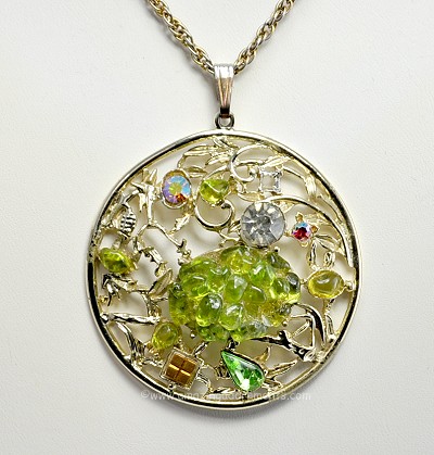 Large Medallion Pendant Necklace with Fun Stones