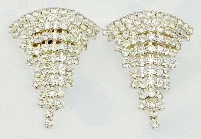 Glamorous Clear Rhinestone Art Deco Style Shoe Clips Signed MUSI