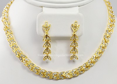 Super Elegant Rhinestone Vine Necklace and Earring Set
