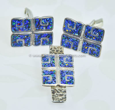 Outstanding Vintage Sterling and Enamel Cufflink Set Signed MARGOT de TAXCO