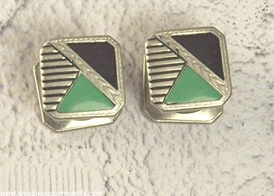 Tasteful Art Deco Two Colored Celluloid Snap Cufflinks Signed BAER & WILDE