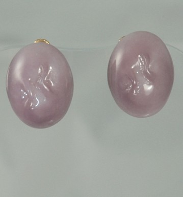 Vintage MIRIAM HASKELL Lilac Glass Button Earrings