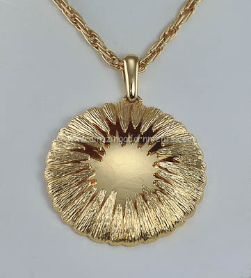 Posh Vintage Mirrored Medallion Necklace Signed MONET