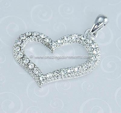 Dazzling Signed SISI Clear Rhinestone Heart Charm