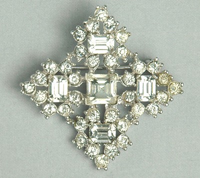 Vintage BOGOFF Clear Rhinestone Brooch