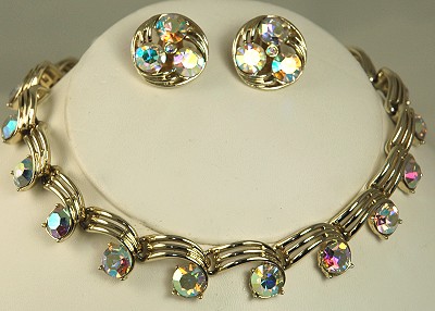 Vintage KRAMER Aurora Borealis Rhinestone Demi