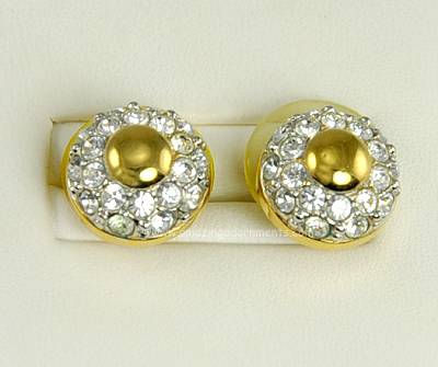 Sophisticated Signed SWAROVSKI Clear Crystal Button Earrings