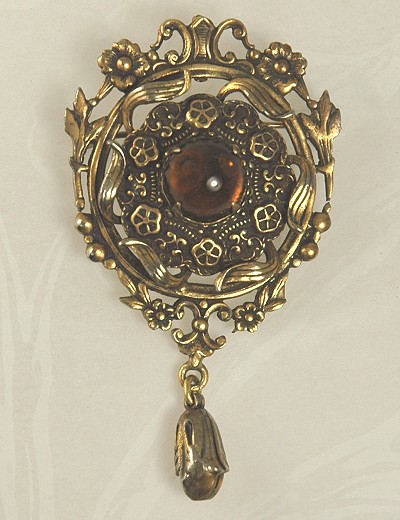 Remarkable Vintage Russian Gold- tone Dangle Pin/Pendant Signed SANDOR