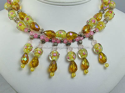 Distinctive Vintage Double Strand Murano Glass Bead Necklace