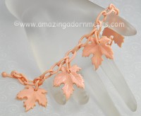 Vintage Pink Plastic Maple Leaf Motif Bracelet