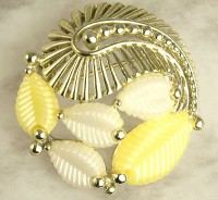 Vintage Signed MARBOUX [Marcel Boucher] Stylized Brooch with Molded Thermoplastic Leaves
