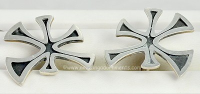 Wild Vintage Mexican Modernist Sterling Silver Cufflinks Signed CONY