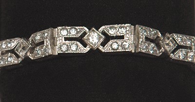 ENGLE BROTHERS Clear Rhinestone ART DECO Bracelet