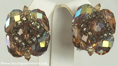 Glamorous Light Catching Crystal Earrings Signed VENDOME