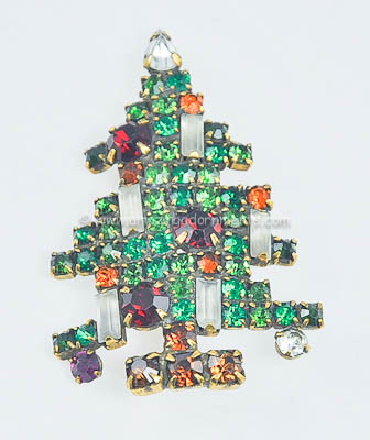 Desirable Vintage Signed WEISS Famous Five Candle Christmas Tree Pin