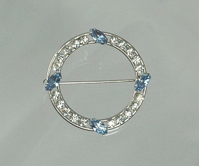 Vintage CARL ART Sterling and Rhinestone Circle Pin/Brooch