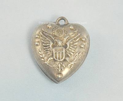 Vintage Rare Signed WALTER LAMPL Sterling Army Puffy Heart Charm