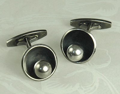 HANS HANSEN Denmark Sterling Modernist Cufflinks Older Mark