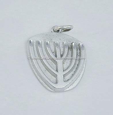 Vintage Signed BEAU STERLING Menorah Judaic Charm or Pendant