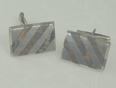 Vintage Early ENRIQUE LEDESMA Sterling and Stone Cufflinks