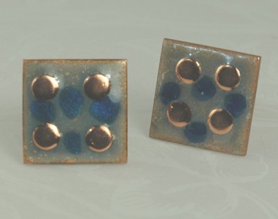 Artsy Copper and Enamel Cufflinks Signed MATISSE