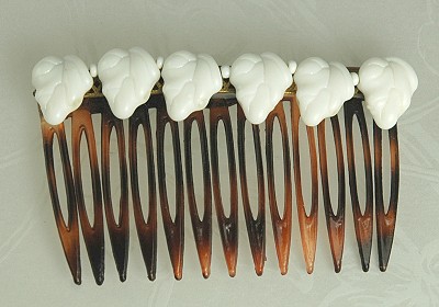 MIRIAM HASKELL Leaf Motif Celluloid Hair Comb