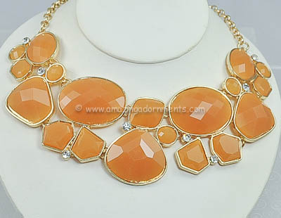 Brand New Show Stopping Pumpkin Resin Bubble and Rhinestone Necklace