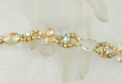 Glitzy Vintage Clear and Aurora Borealis Rhinestone Bracelet