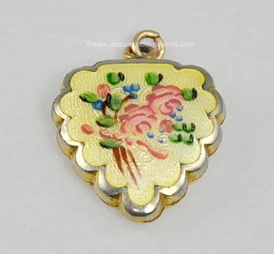 Incredible Vintage Gold Filled Enamel Heart Pendant/Charm Locket Signed LA MODE