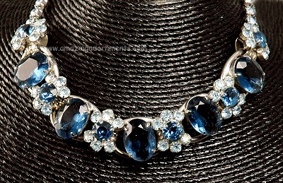Distinctive DeLizza & Elster 5 Link Rhinestone Necklace in Blue