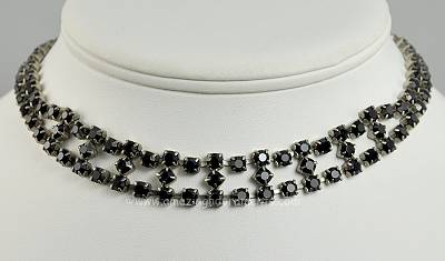 Contemporary Jet Black Crystal Necklace Signed ROBERT ROSE