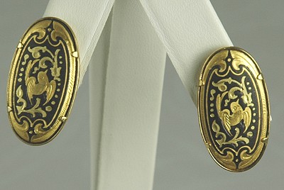 Unsigned Spanish Toledo Earrings for Pierced Ears