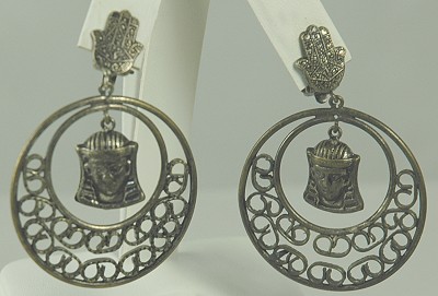 Staggering EGYPTIAN REVIVAL Clip-on Large Hoop Earrings