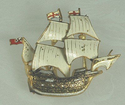 Majestic Damascene Sailing Galleon Signed SPAIN