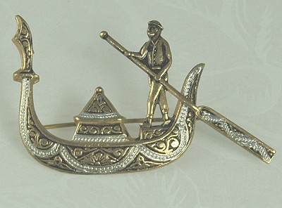 Darling Toledo Damascene Gondola Pin Signed SPAIN