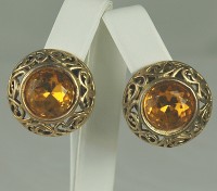 Massive Rivoli Rhinestone Button Earrings Signed NORMA JEAN
