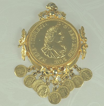 Rare PAULINE RADER Maria Theresia of Austria Coin Decorated Pendant
