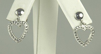 Vintage Sterling and Marcasite Heart Earrings