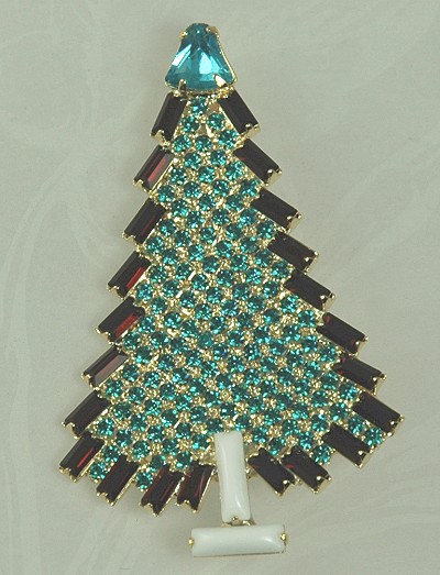 Joyous Christmas Tree Pin Signed DOMINIQUE