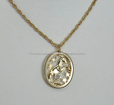 Lovely Signed Zodiac Capricorn Pendant Necklace