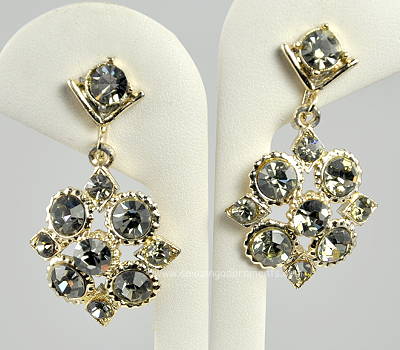 Marvelous Vintage Black Diamond Rhinestone Earrings