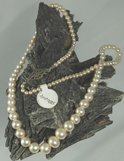 Single Strand of Vintage Simulated Pearls with Sterling Clasp