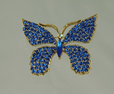 Spectacular Blue WEISS Rhinestone Butterfly Brooch