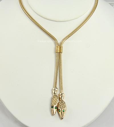 Totally Cool Vintage Snake Head Bolo Lariat Style Necklace