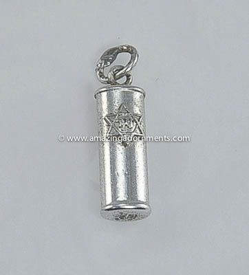 Vintage Sterling Silver Jewish Mezuzah Charm Signed WELLS