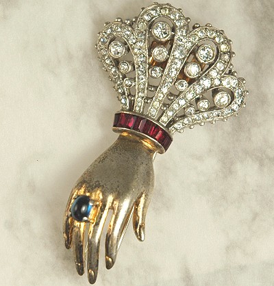 WOW! TRIFARI Sterling Hand Clip from 1944 ~  BOOK PIECE