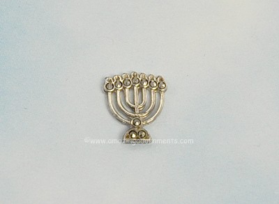 Tiny Vintage Sterling and Marcasite Menorah Lapel Pin or Tie Tack