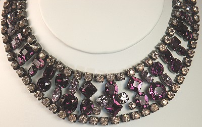 SCHREINER Magnificent Vintage Shades of Purple Rhinestone Bib