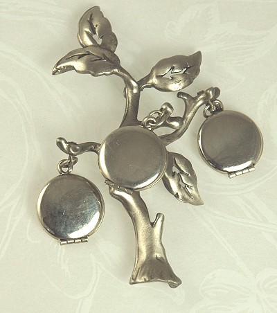 Vintage VICTOR SILSON Unusual Tree Brooch with Dangling Lockets